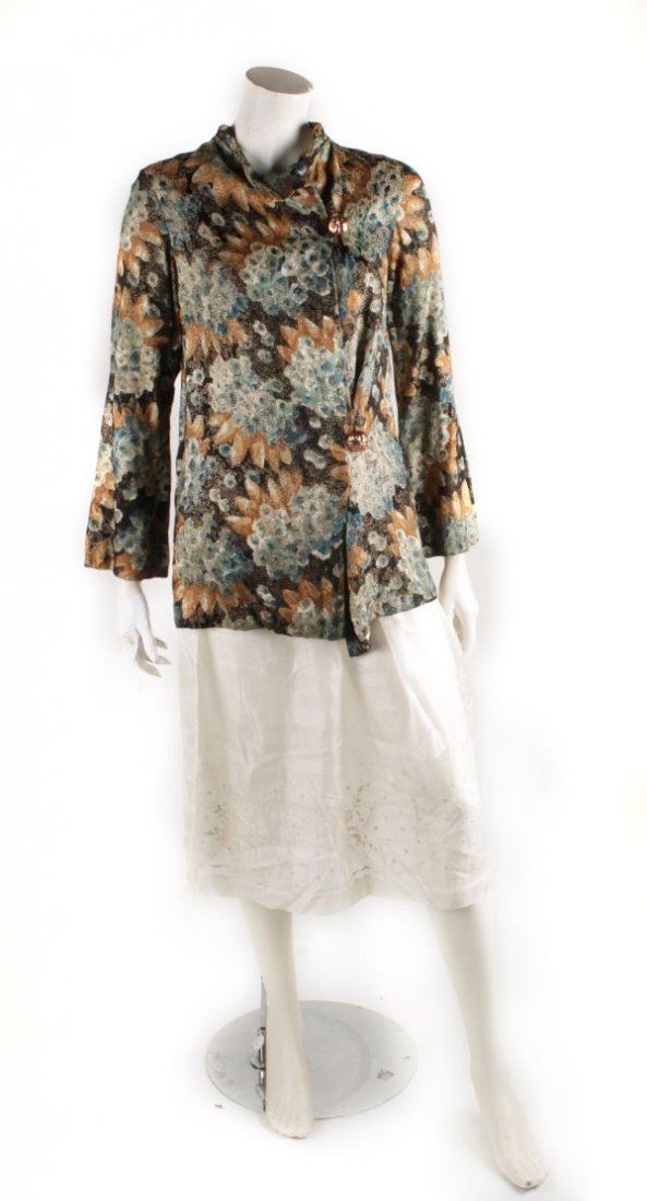 A 1930s lame evening jacket, with mandarin style