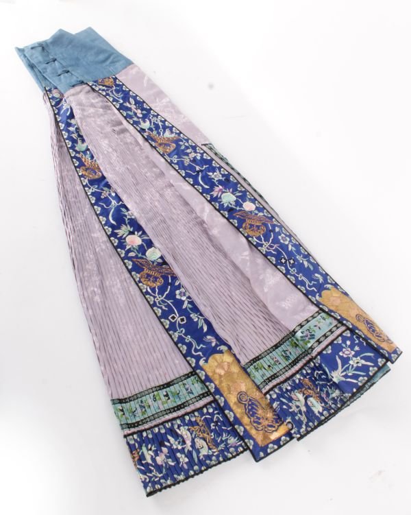 A pair of Chinese embroidered blue pyjamas; a wed