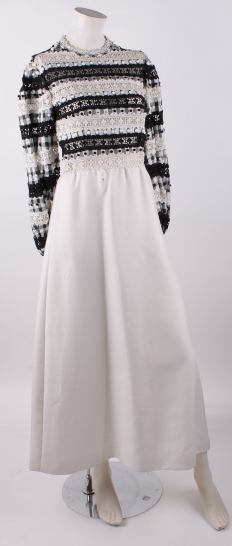 A late 1960s 'Diorling' white mesh maxi dress, wi