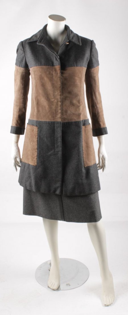 A Hermes wool and suede vintage coat; together wi