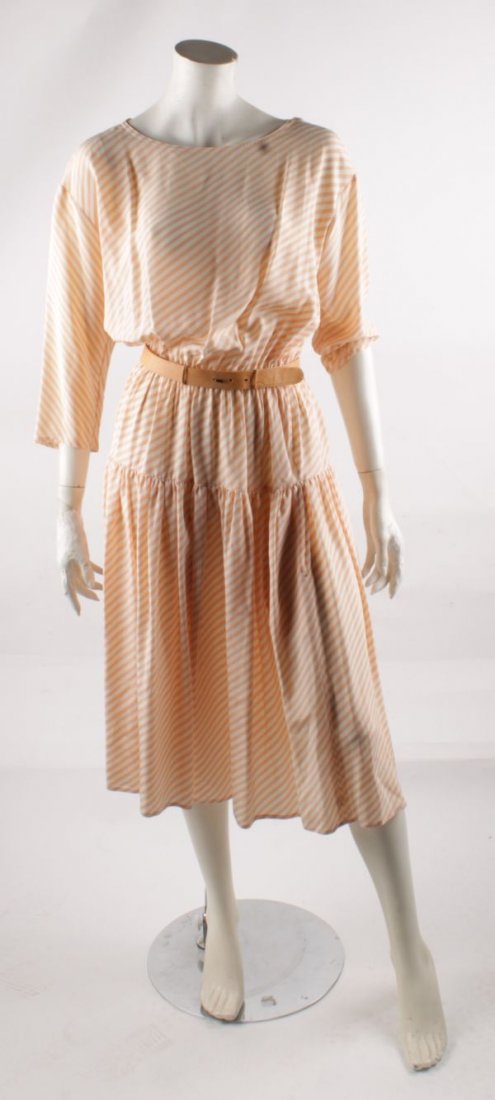 A 1980s Jasper Conran cream and apricot candy-stri