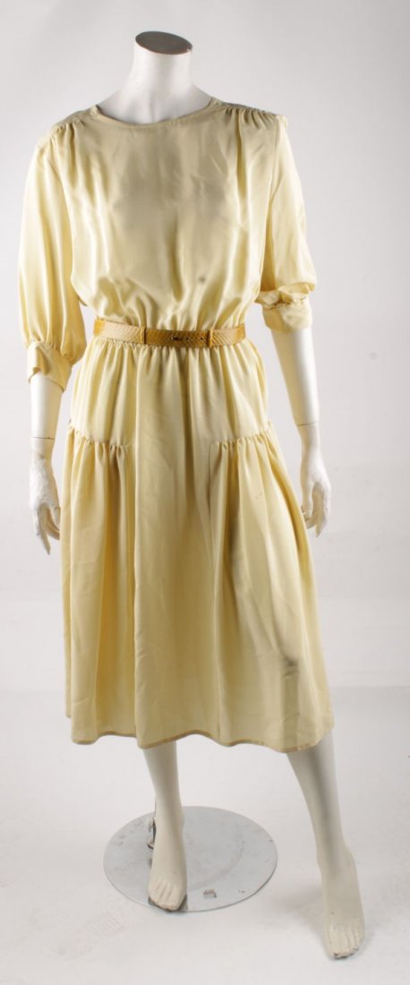 A 1980s Jasper Conran cream and apricot candy-stri - 2