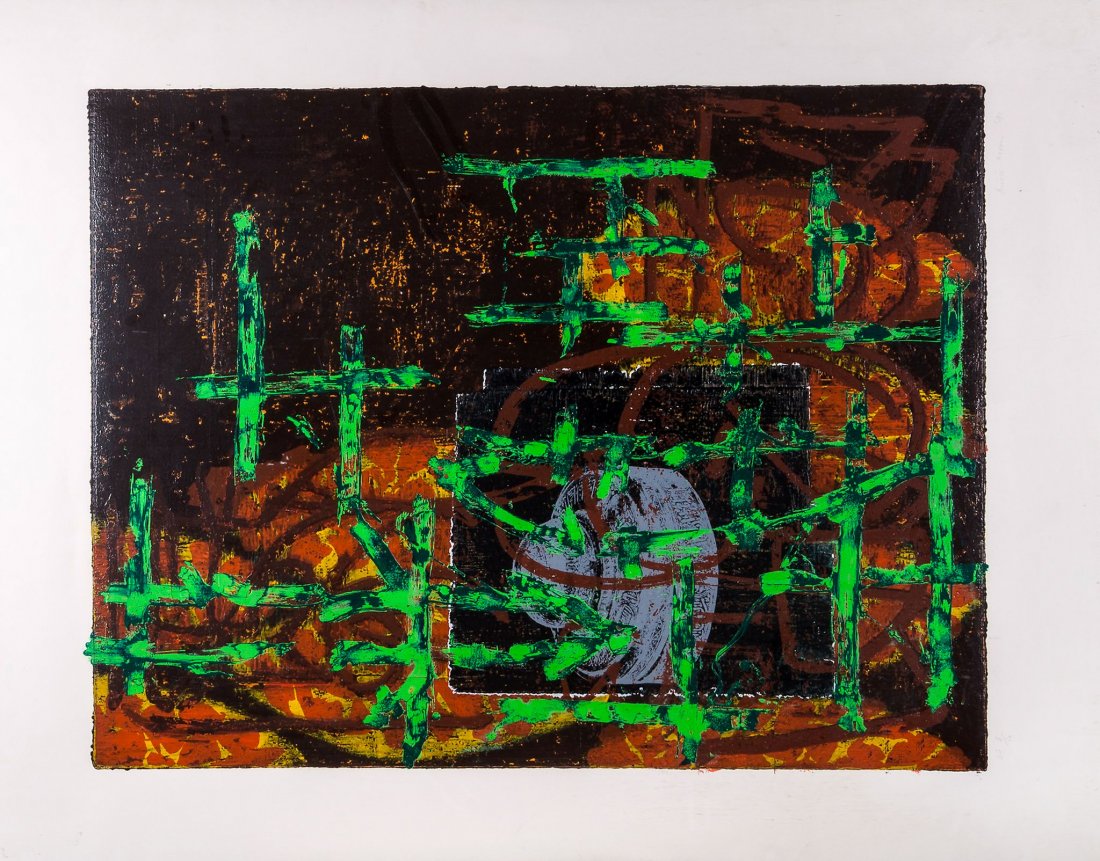 Mick Moon (b.1937) - Green Spice, 1991: screenprint in colours, signed and dated in pencil to the lower right, 137.2 cm x 109.2 cm A condition report is not available for this lot.