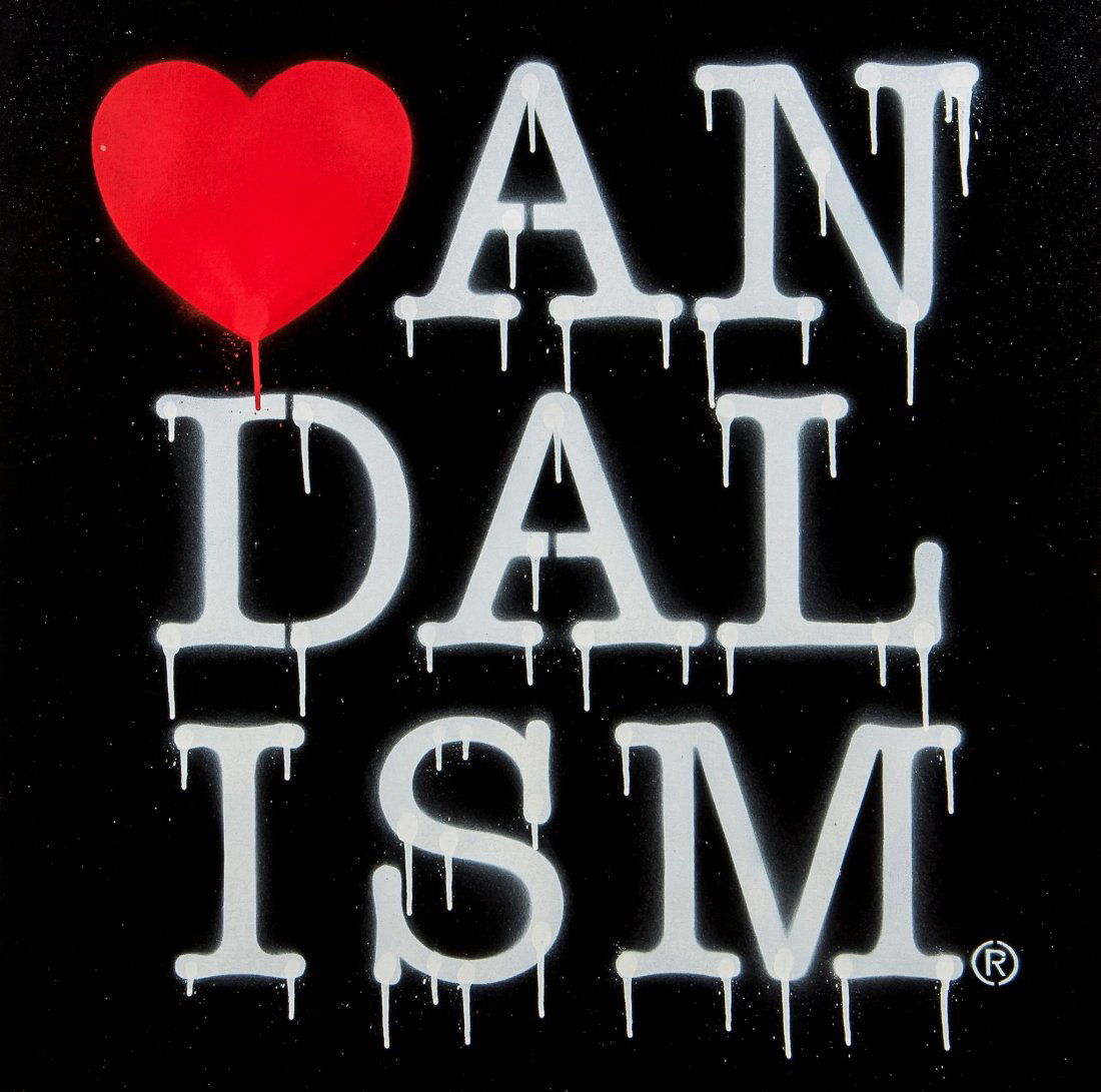 Nick Walker (British, b.1969) - Vandalism Black: spray paint on canvas, 2008, signed and numbered 2/6 in black ink verso, 70 x 70 cm. A condition report is not available for this lot. IMPORTANT: This lot is sold subject to Artists Resale Rights, det
