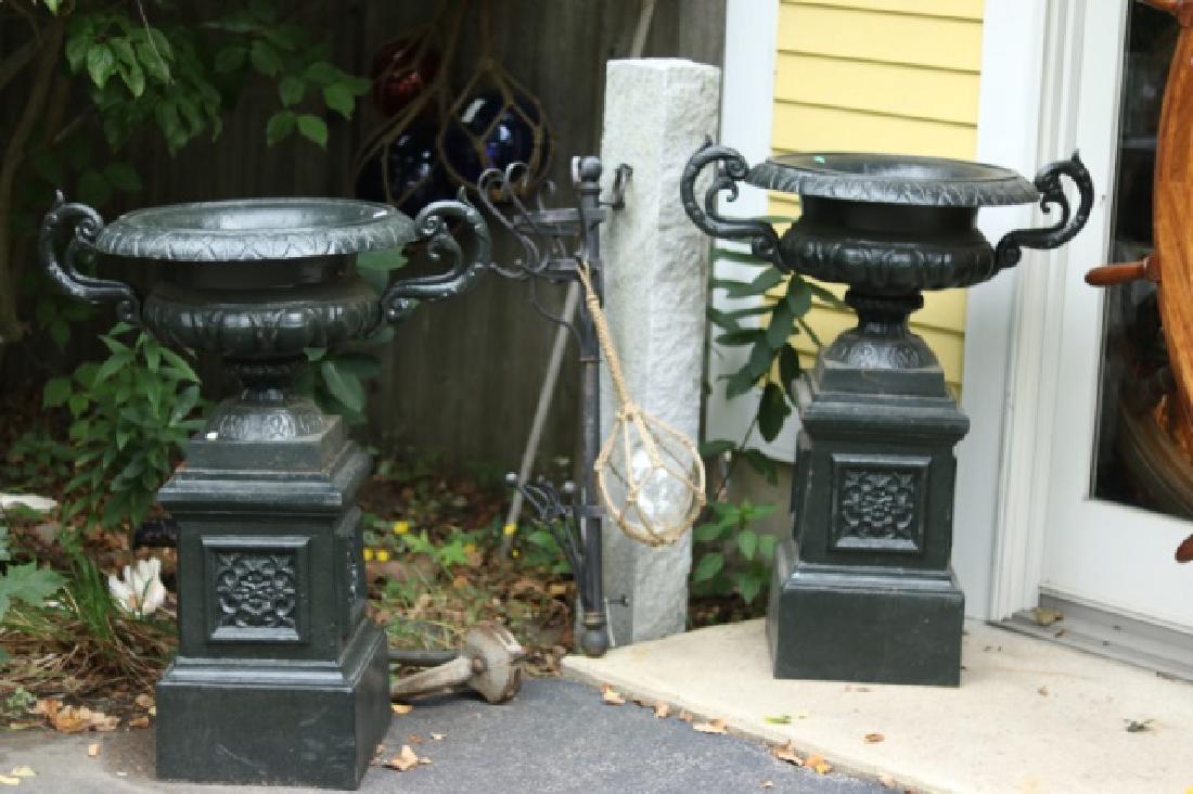 Pair of Iron Garden Urns (1 of 2)