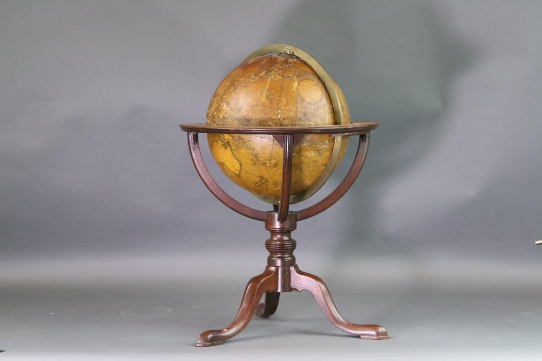 John and William Cary Globe, 12 inch: Terrestrial 12 inch table model globe, cartouche reads, Carys New terrestrial Globe, delineated from the authorities extant. Exhibiting the different travels of Captain Cook and the new discoveries ma