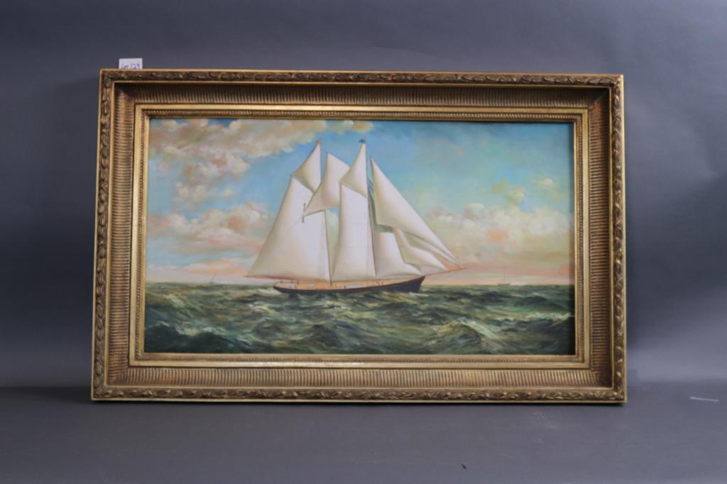 PAINTING OF A SAILING PILOT SCHOONER UNDER SAIL (1 of 6)