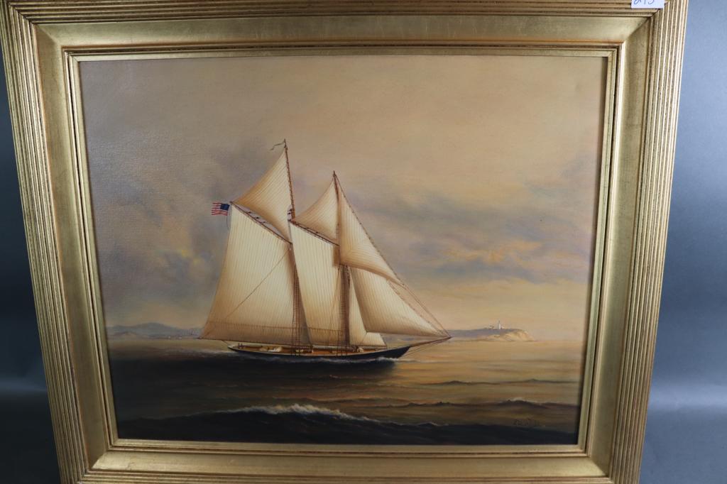 Earl Collins Painting of a Fishing Schooner (1 of 8)