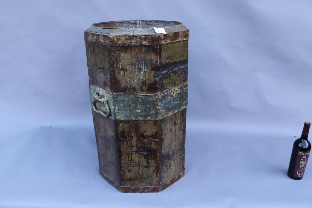 Large Wood barrel with Metal trim (1 of 10)