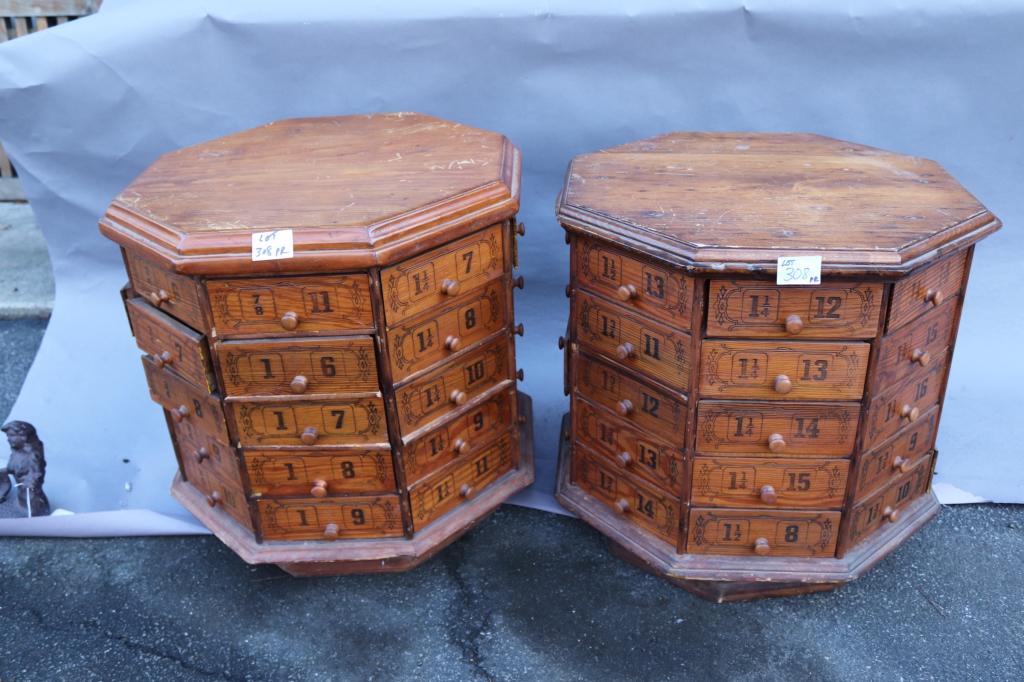 Octagonal wood nail display unit - 2 sections (1 of 9)