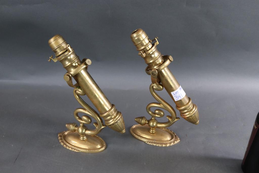 PAIR OF SOLID BRASS WALL SCONCES (1 of 7)
