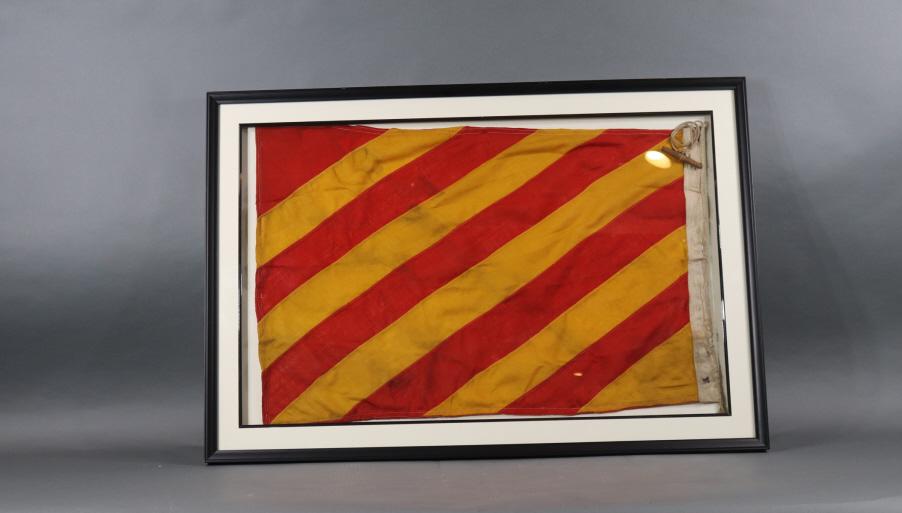 YELLOW AND RED SIGNAL FLAG: Nautical maritime signal flag. Red,and orange. 45L X 30T-