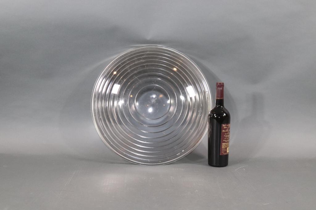 ROUND FRESNEL GLASS LIGHTHOUSE LENS BY CORNING 18D: CORNING FRESNEL LENS FROM LIGHTHOUSE...18 DIAMETER X 3 CONVEX