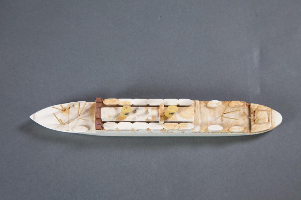 Van Ryper Kungsholm Swedish Ameican Line: Waterline marked Van Ryper wood ship model mounted on plaque, 9 1/2" length