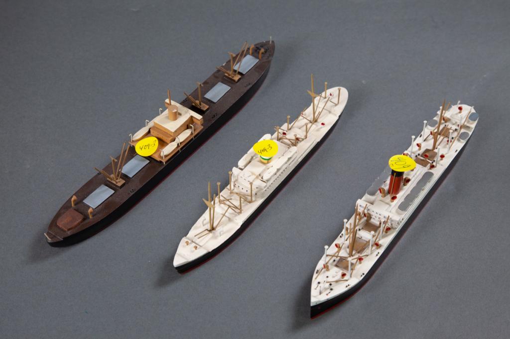 Lot of 3 Models all B412:B416+B412:B415marked Van: Van Ryper Minnewaska Atlantic Transport Line 9 1/2" length, Liberty Ship - No name 11'" length and Noordam Holland American 9" length