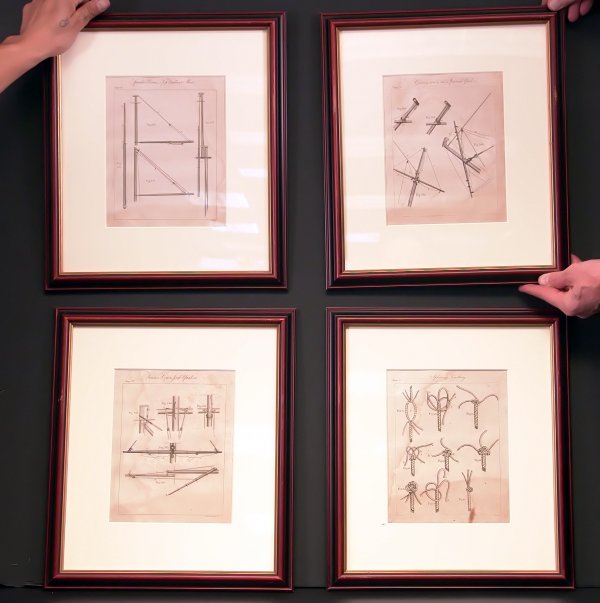 Four 19th century rigging prints.