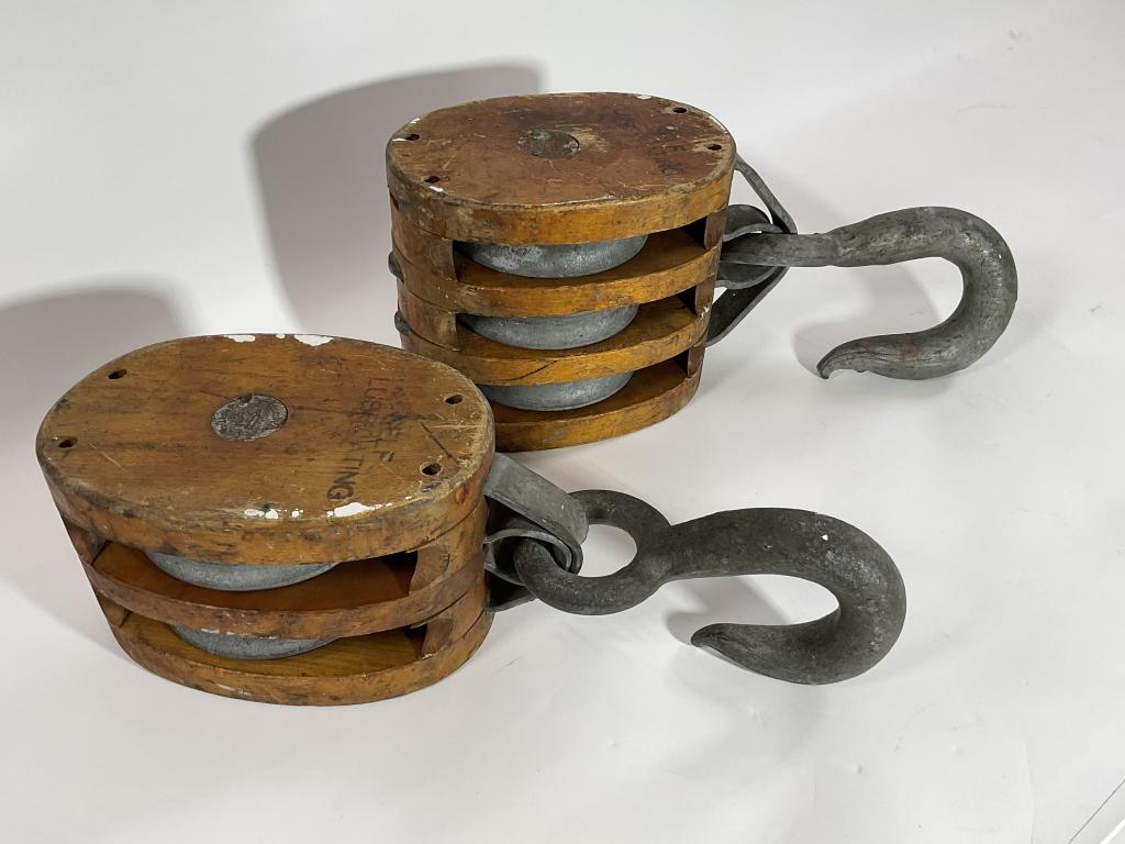 Two Ship Pulleys with Iron Hooks 1950 (1 of 7)