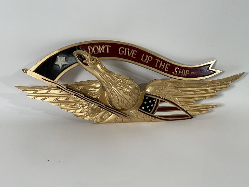 Gold Carved Wood Don't Give up the Ship Eagle (1 of 7)