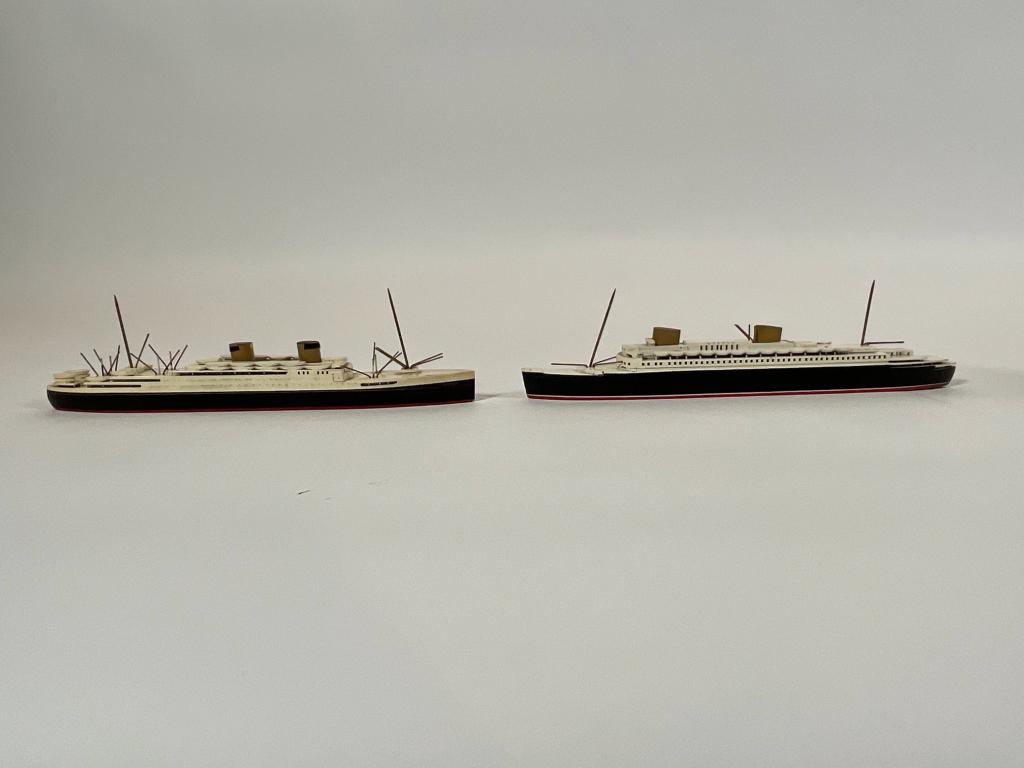 Bremen and Georgic Van Ryper Ship Models: Ocean Liner models by Van Ryper of Martha's Vineyard. The german liner Bremen and the MU Georgic. Georgic was the last vessel built for the White Star Line before they merged with Cunaro. 9 1/2 x 1 x