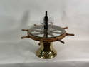 Brass Ships Bell and Ships Wheel Table