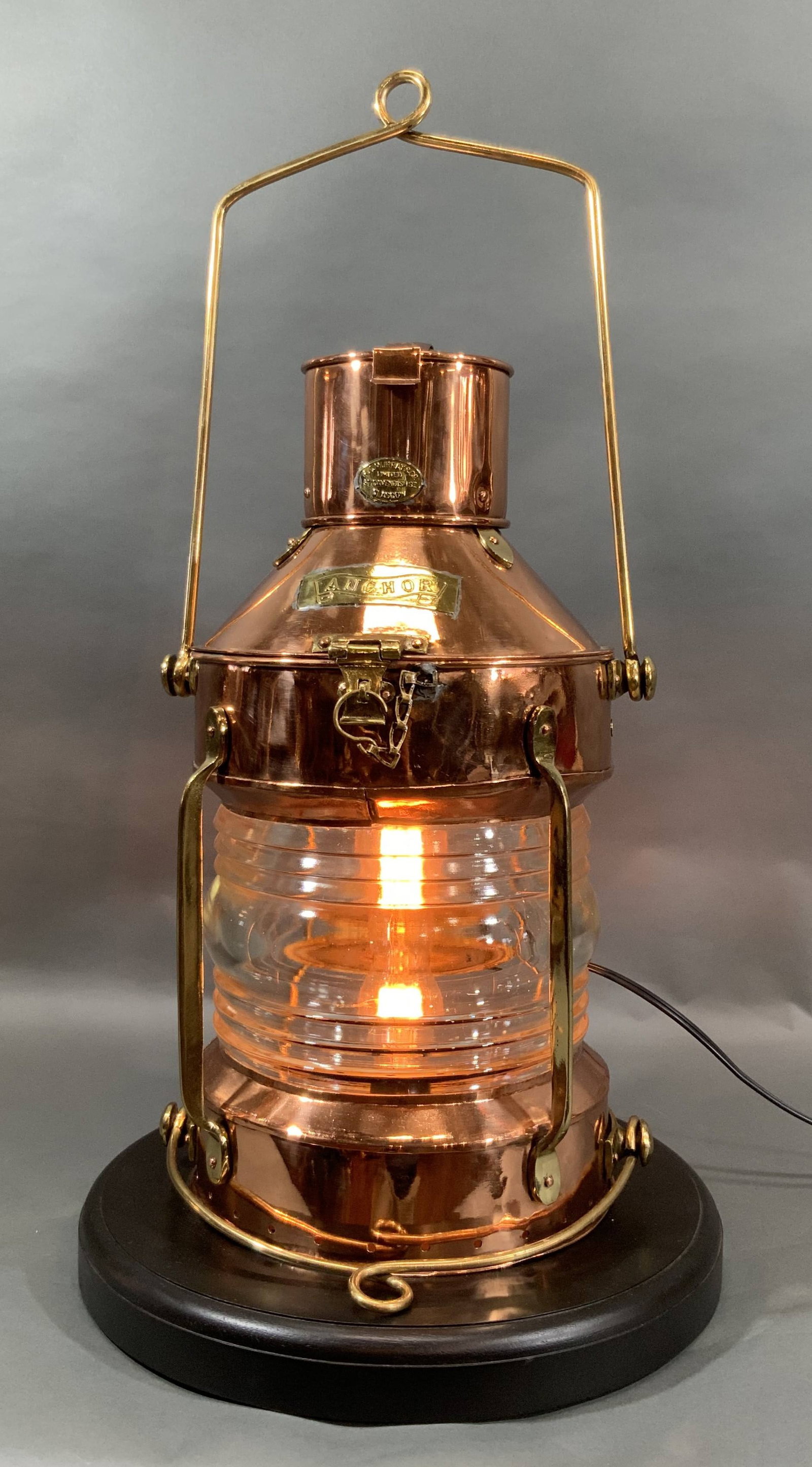 Ship's Anchor Lantern of Copper and Brass with Fresnel Glass Lens by R.C. Murray (1 of 6)