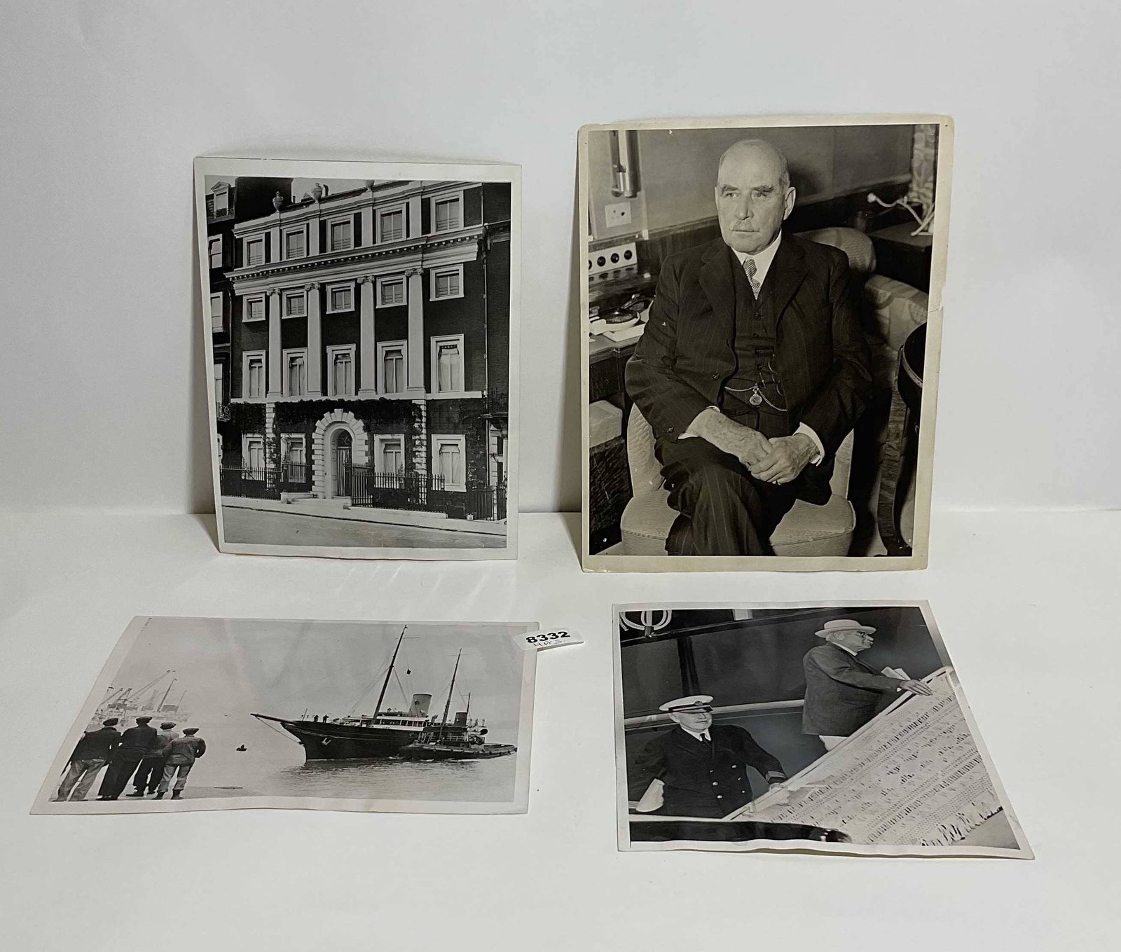 Rare Photos of J.P. Morgan: Rare original black and white photographs of J Pierpont Morgan. The first shows Morgan climbing the gangway of his beloved Yacht Corsair with her captain William B Porter, as it is off for a sail acro