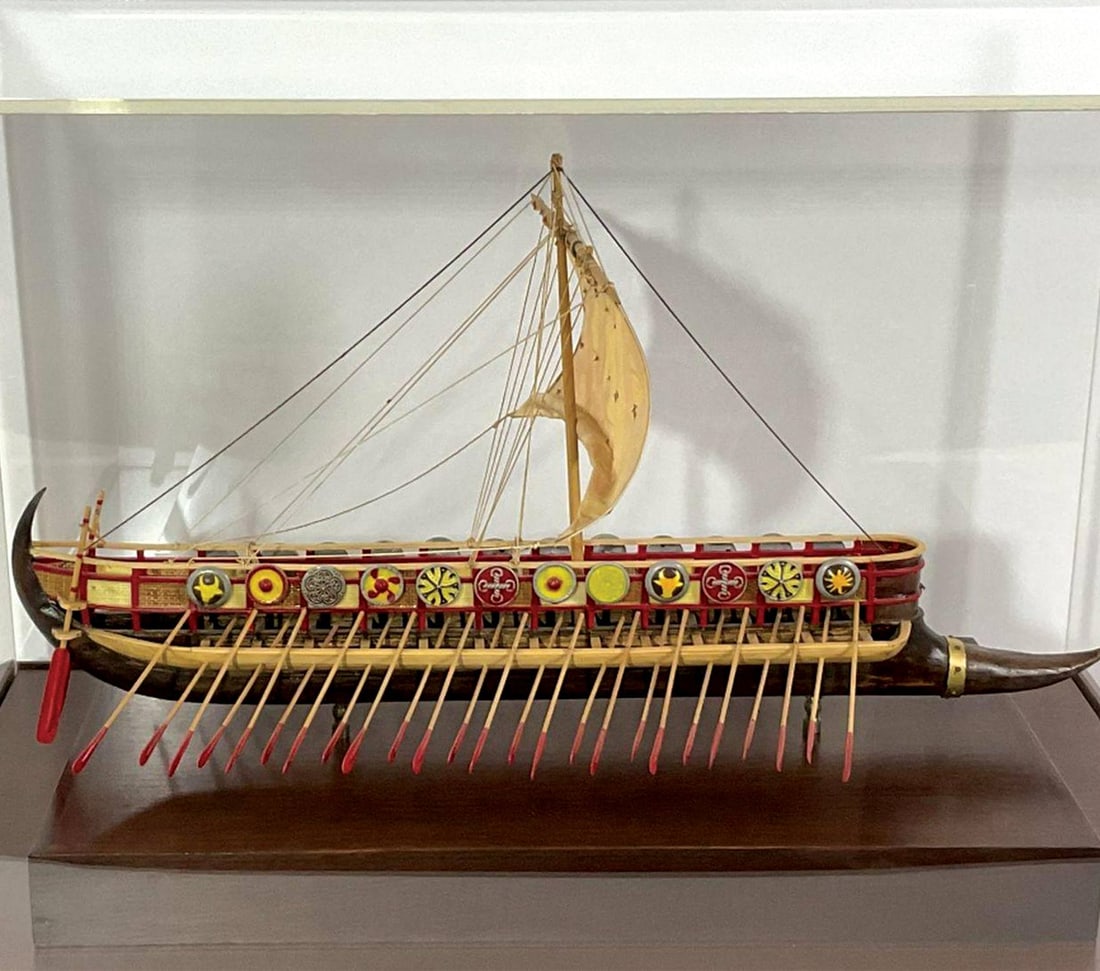 Phonecian Bireme Ship Model In Case (1 of 6)