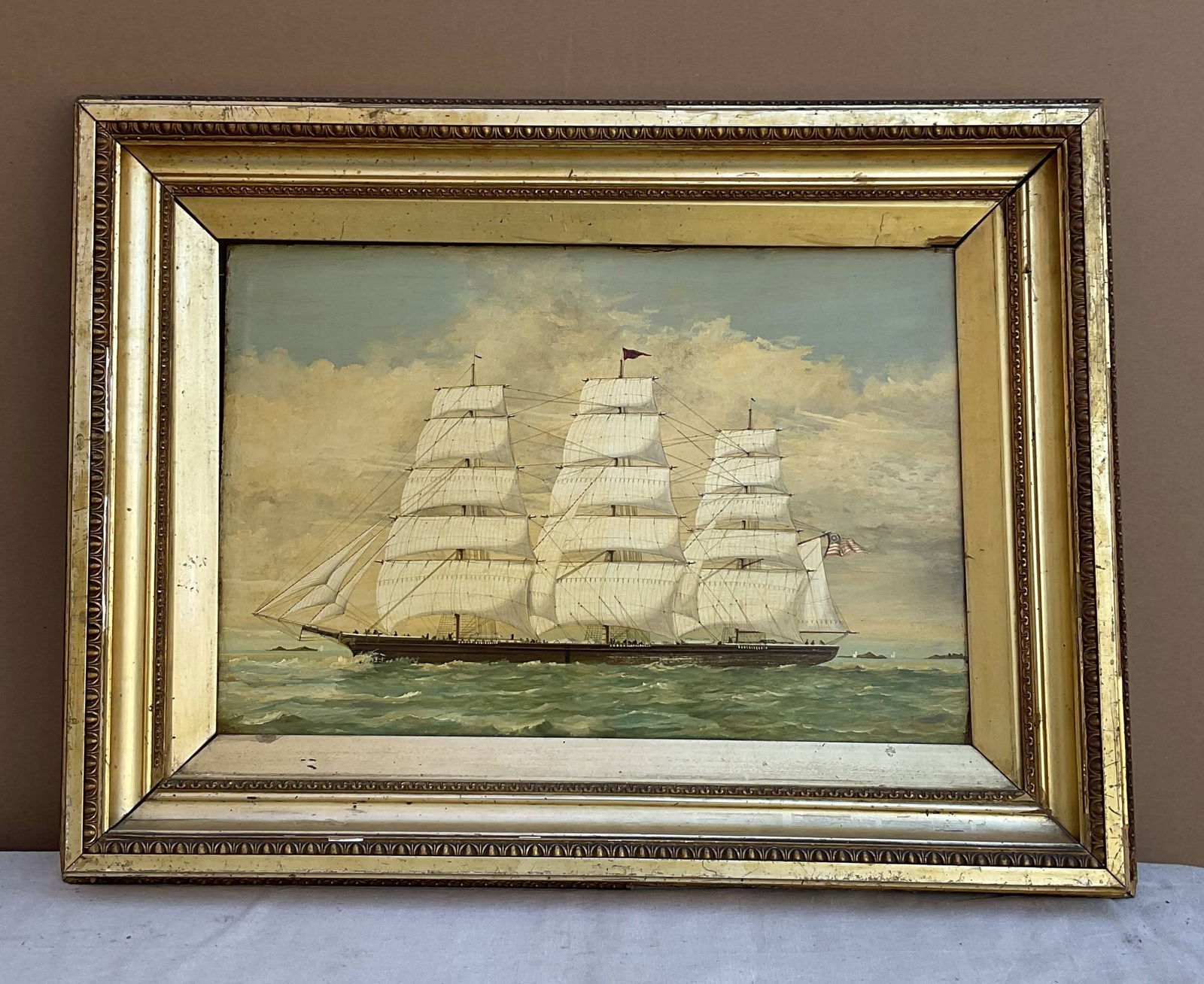 Oil on Board of an American Clipper Ship (1 of 9)