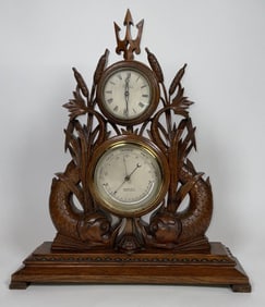 Carved Dolphyn Marine Barometer by Salom of London