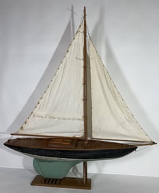 Vintage Pond Yacht Model with Sails