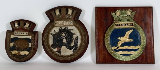 British Royal Navy Ships Badges as a Group