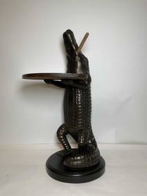 Carved Wood Alligator Wine Table