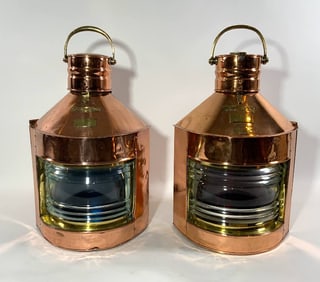 Solid Copper Ships Port and Starboard Lanterns