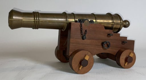 Large Turned Brass Signal Cannon