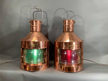 Pair of Solid Copper Port and Starboard Lights by