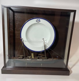 Rare Porcelain Dish from Yacht Corsair With model