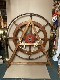 Ship Wheel Circa 1935 on Stand.