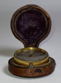 Hand Held 19th Century Gilt Brass Barometer