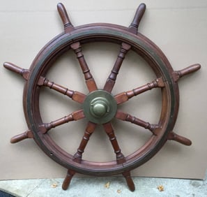 Ships Wheel with Brass Inlay and Hub