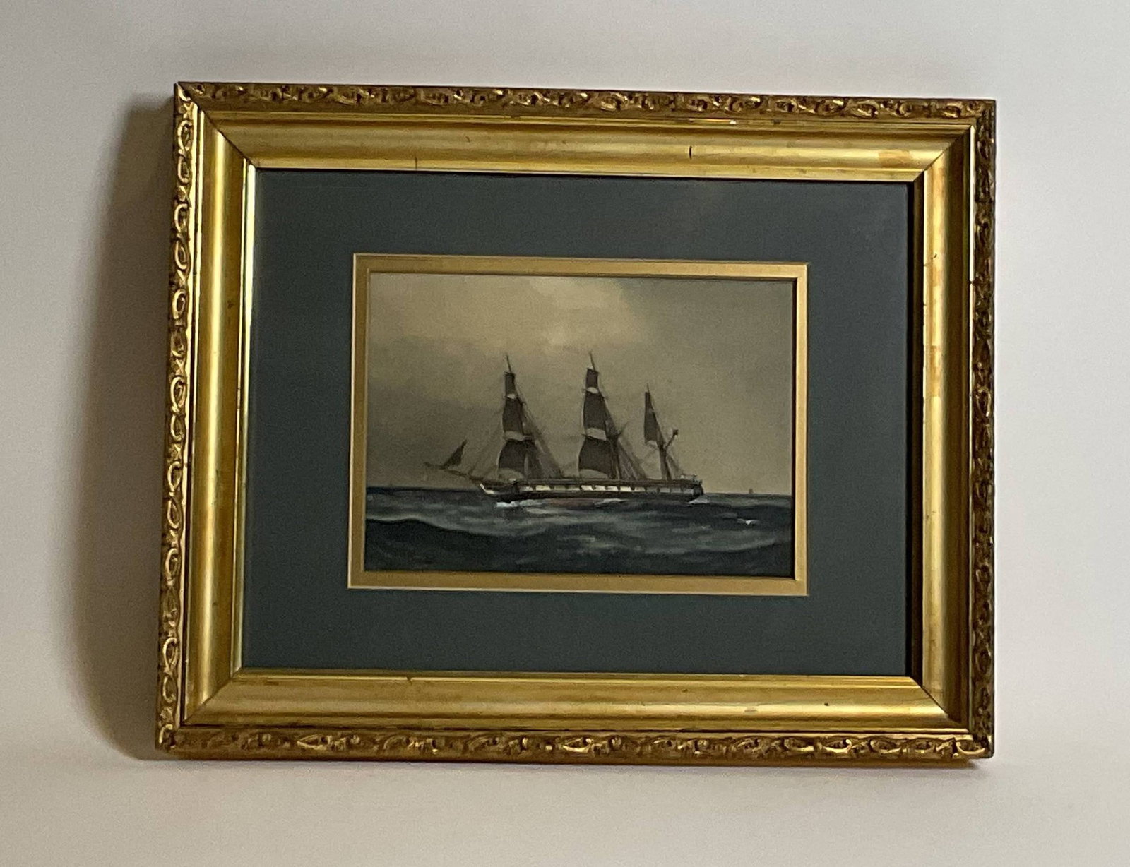 HMS Endymion watercolor Circa 1900: Finely executed painting of the British Royal Navy Frigate H.M.S. Endymion, a 40 gun fifth rate. She served in the French Revolutionary Wars, the Napoleanic wars and the first opium war. Signed indist