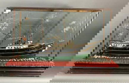 Folk Art Ship Model of a Steamship