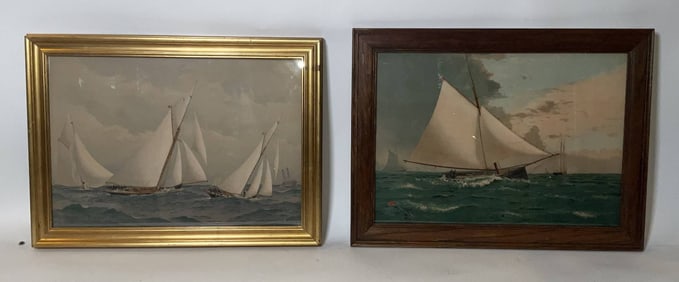 Pair of Colorful Yachting Prints