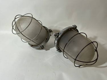 Pair of Industrial Light Fixtures from a Ship