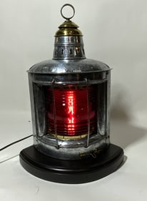 Ships Port Lantern on Wood Base