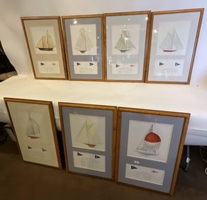 Seven Framed Yacht Prints