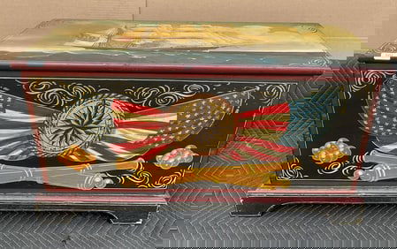 Painted Wood Chest with Maritime Theme