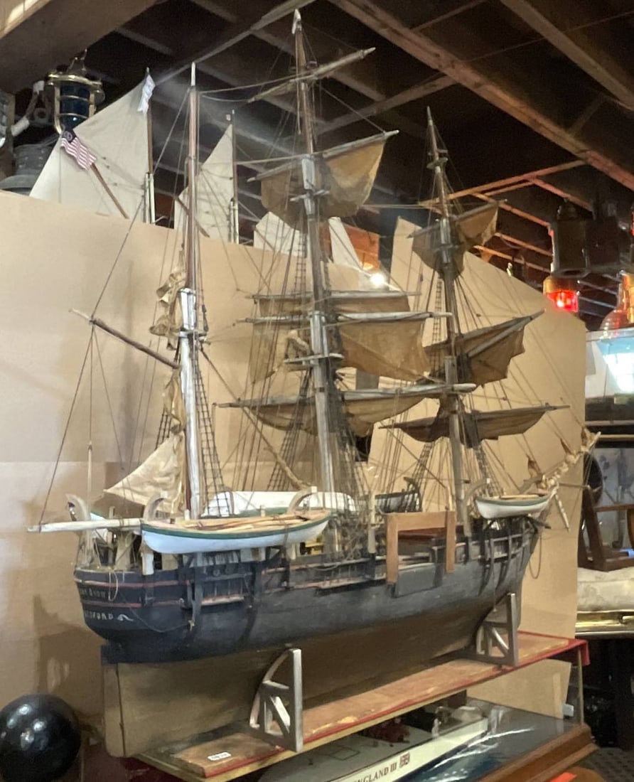 Monumental Whale Ship Model of the Helen Snow of N: Spectacular antique model of the whale ship Helen Snow of New Bedford. This model is said to have been built by the captain himself. Model is 7ft long x 30 inches wide x 67" inches tall. The rigging w