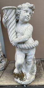 Cast Stone Cherub Putti Holding A Basket