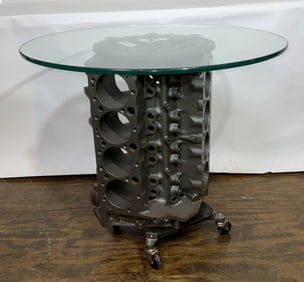 8 Cylinder Engine Block Reconfigured into a Table