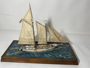Diorama of a Two Masted Schooner